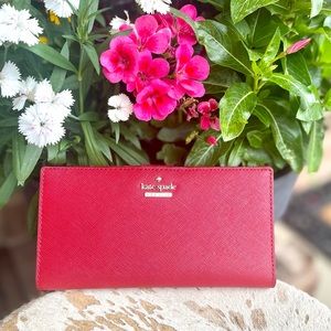 COPY - Like NEW Kate Spade Cameron Staci Large Slim Bifold Snap Wallet Red